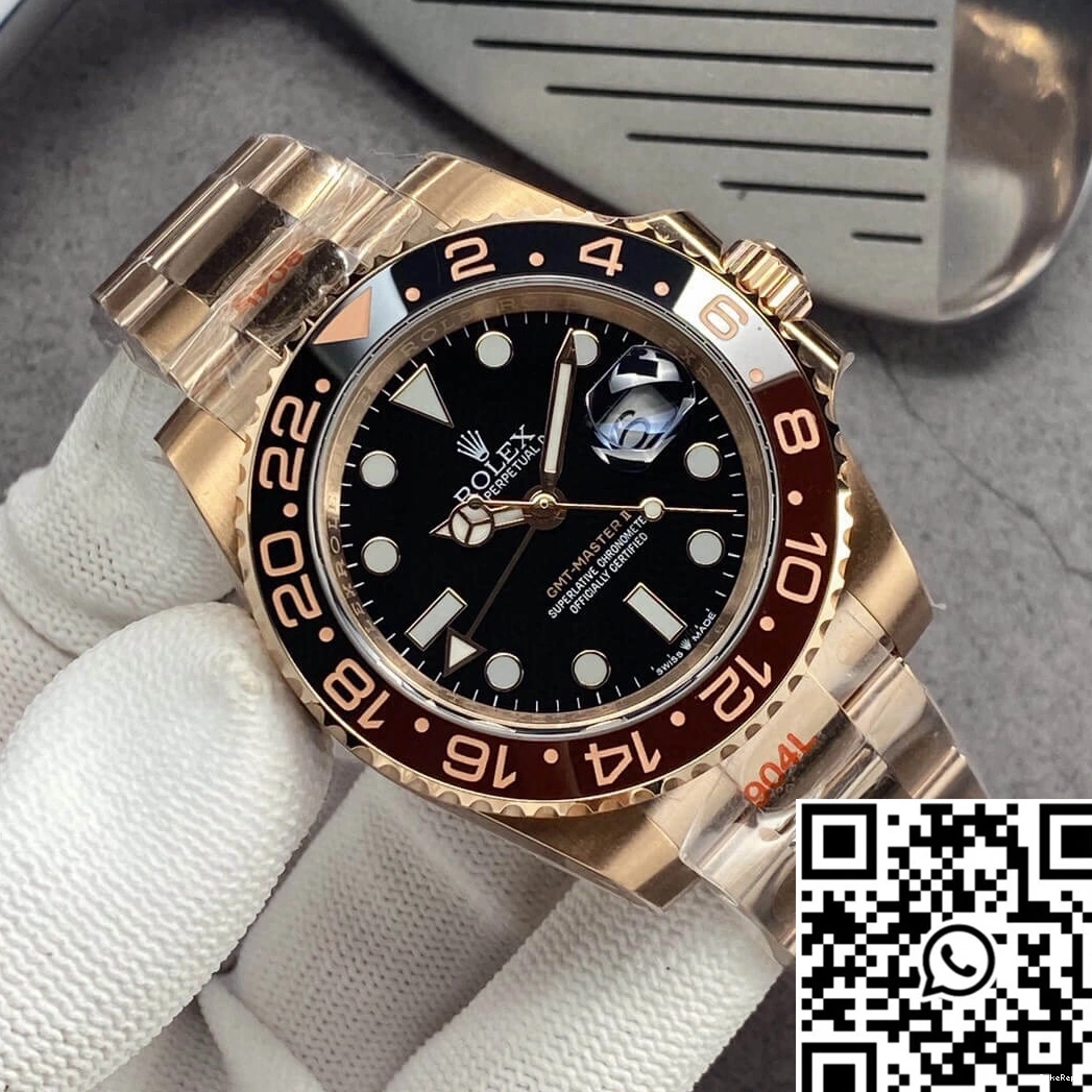 126715CHNR-0001 Dial GMT GM Gold Black Factory Master II Rose Rolex 1006